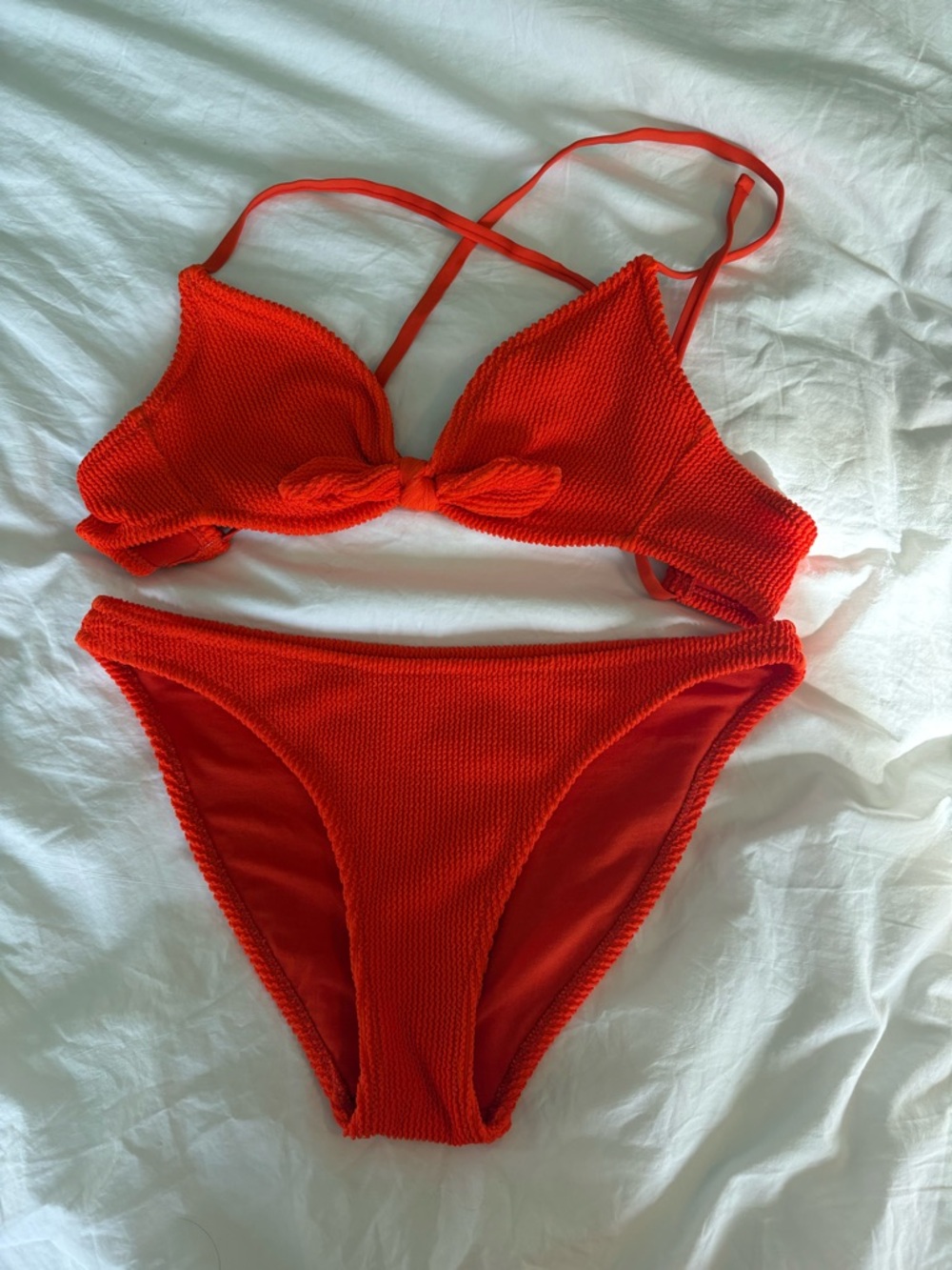 Orange Textured Bikini Set